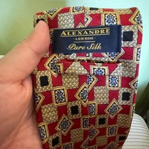 Alexandre London Pure Silk Tie - Red and Gold